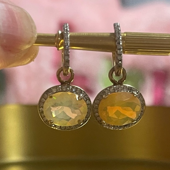 14k opal diamond earings - Picture 2 of 4
